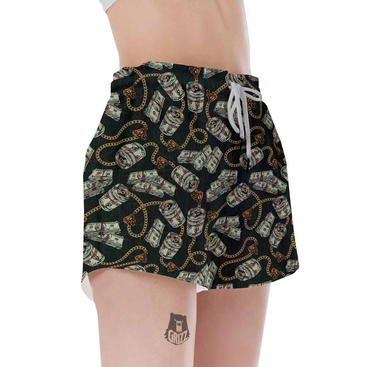 US Dollar Print Pattern Women's Shorts-grizzshop