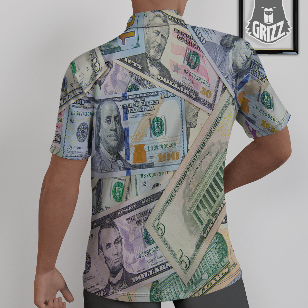 US Dollar Print Untucked Shirts-grizzshop
