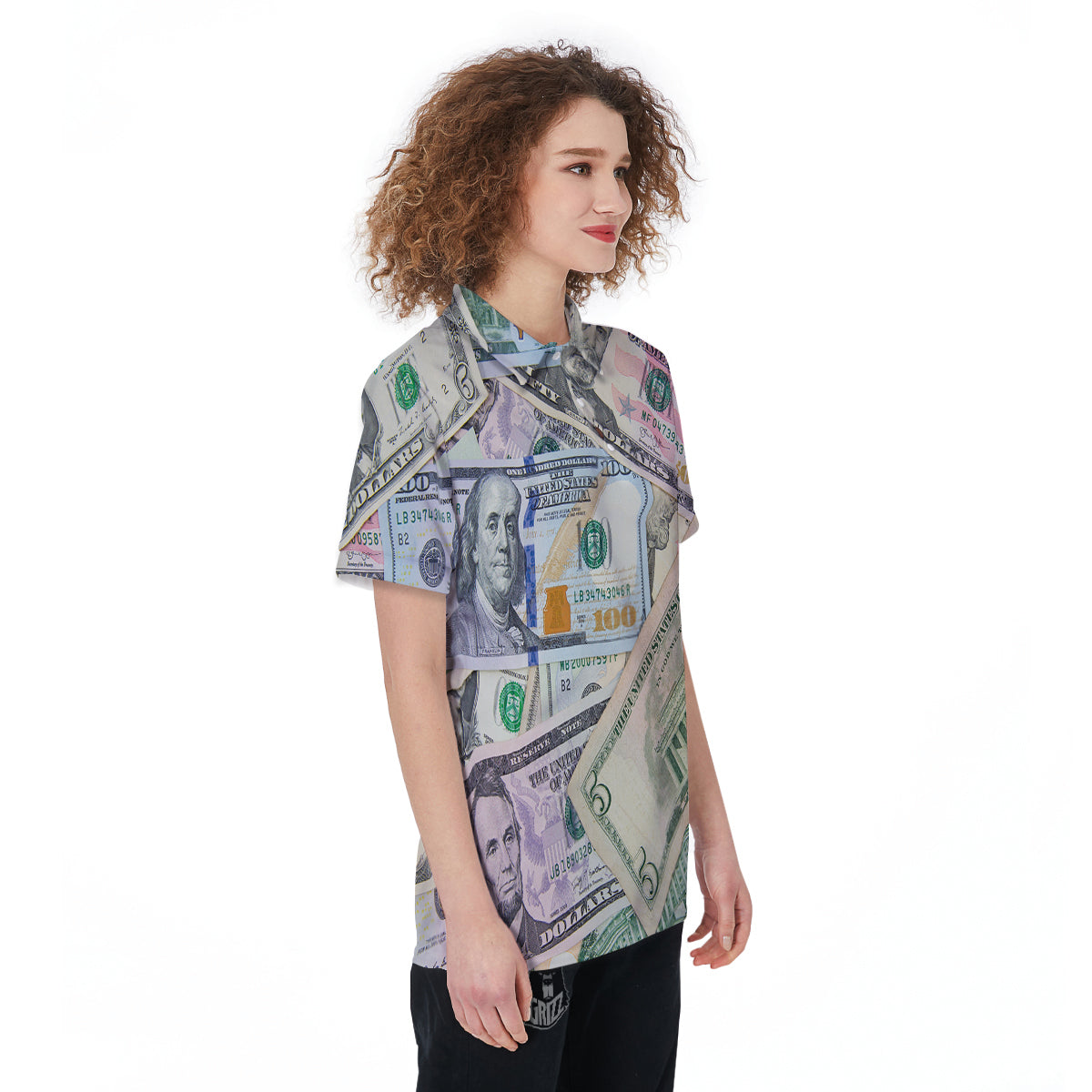 US Dollar Print Women's Golf Shirts-grizzshop