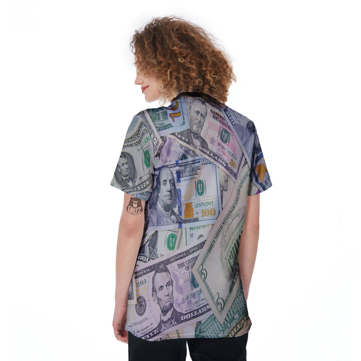 US Dollar Print Women's Golf Shirts-grizzshop
