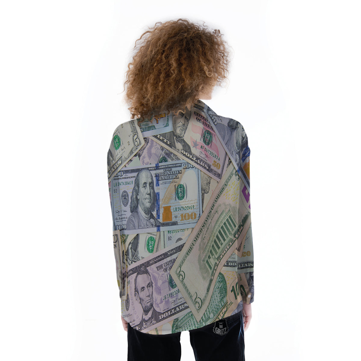 US Dollar Print Women's Long Sleeve Shirts-grizzshop