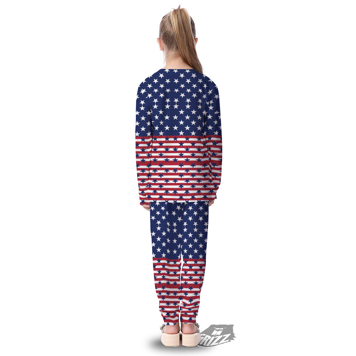 USA Blue And White Star Print Pattern Kid's Pajamas-grizzshop