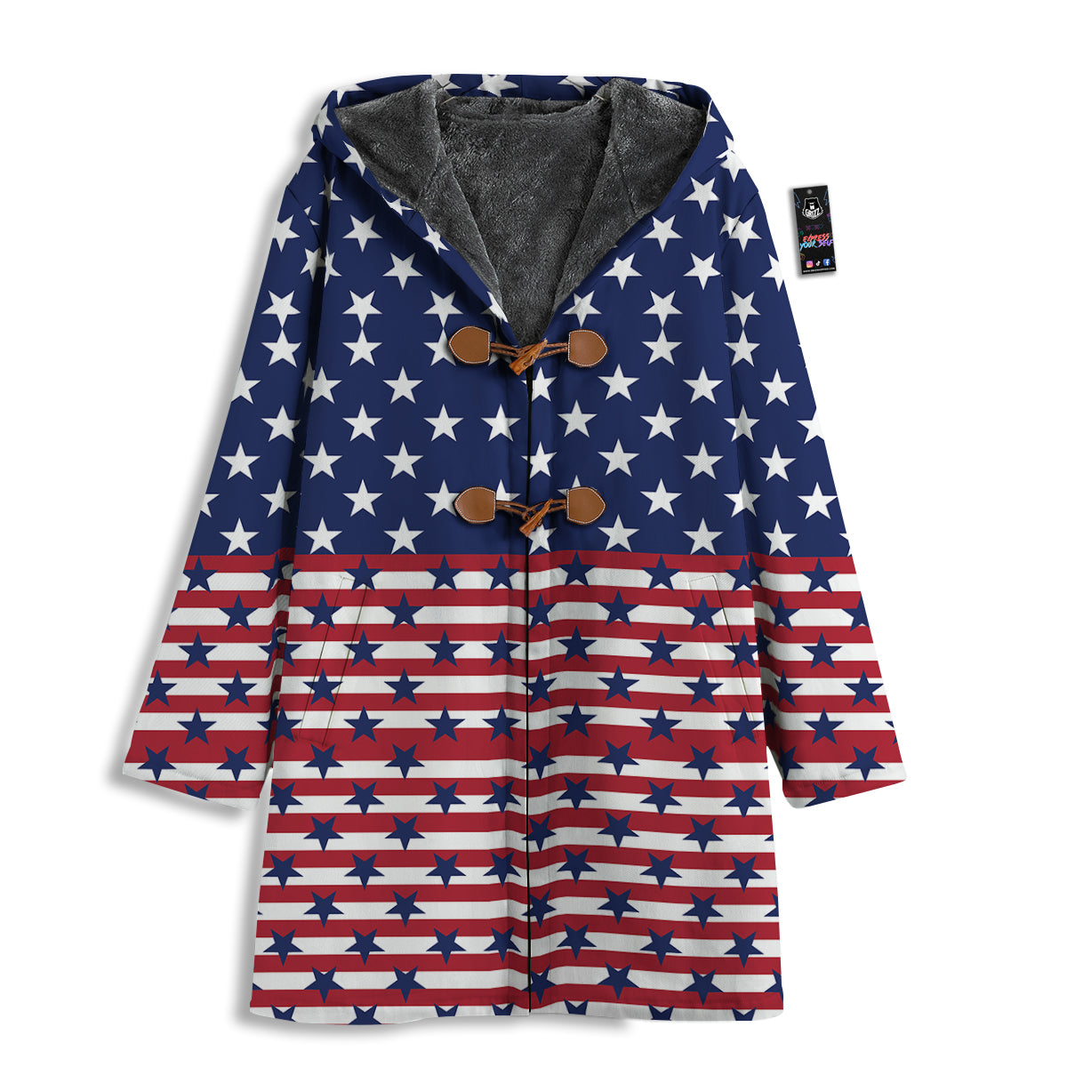 USA Blue And White Star Print Pattern Men's Windbreaker Jacket-grizzshop