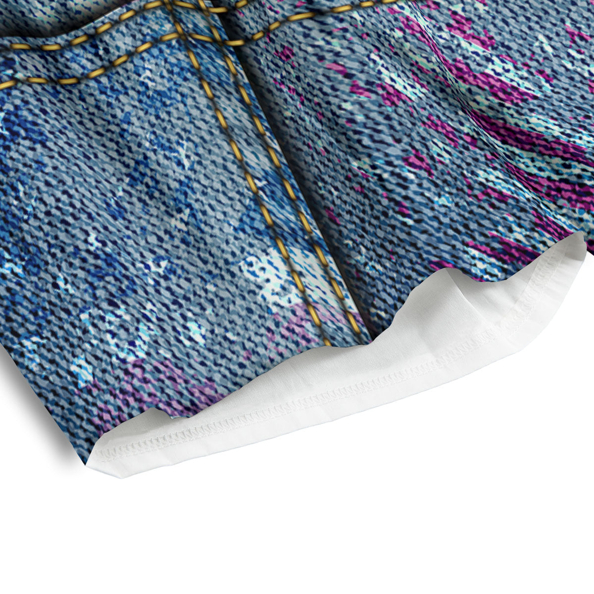 USA Denim Patchwork 4th of July Print Men's Athletic Shorts