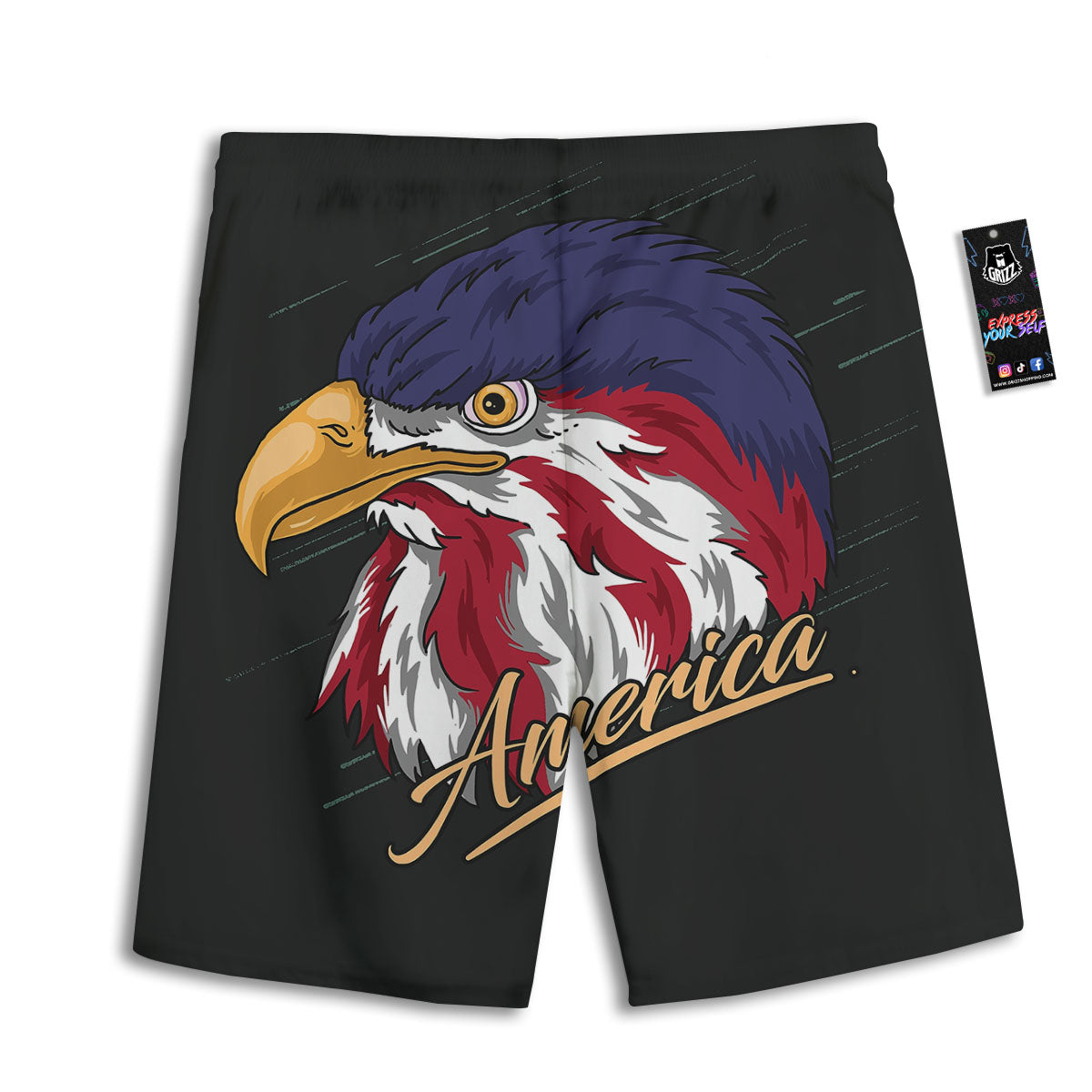 USA Eagle Patriotic Print Men's Athletic Shorts