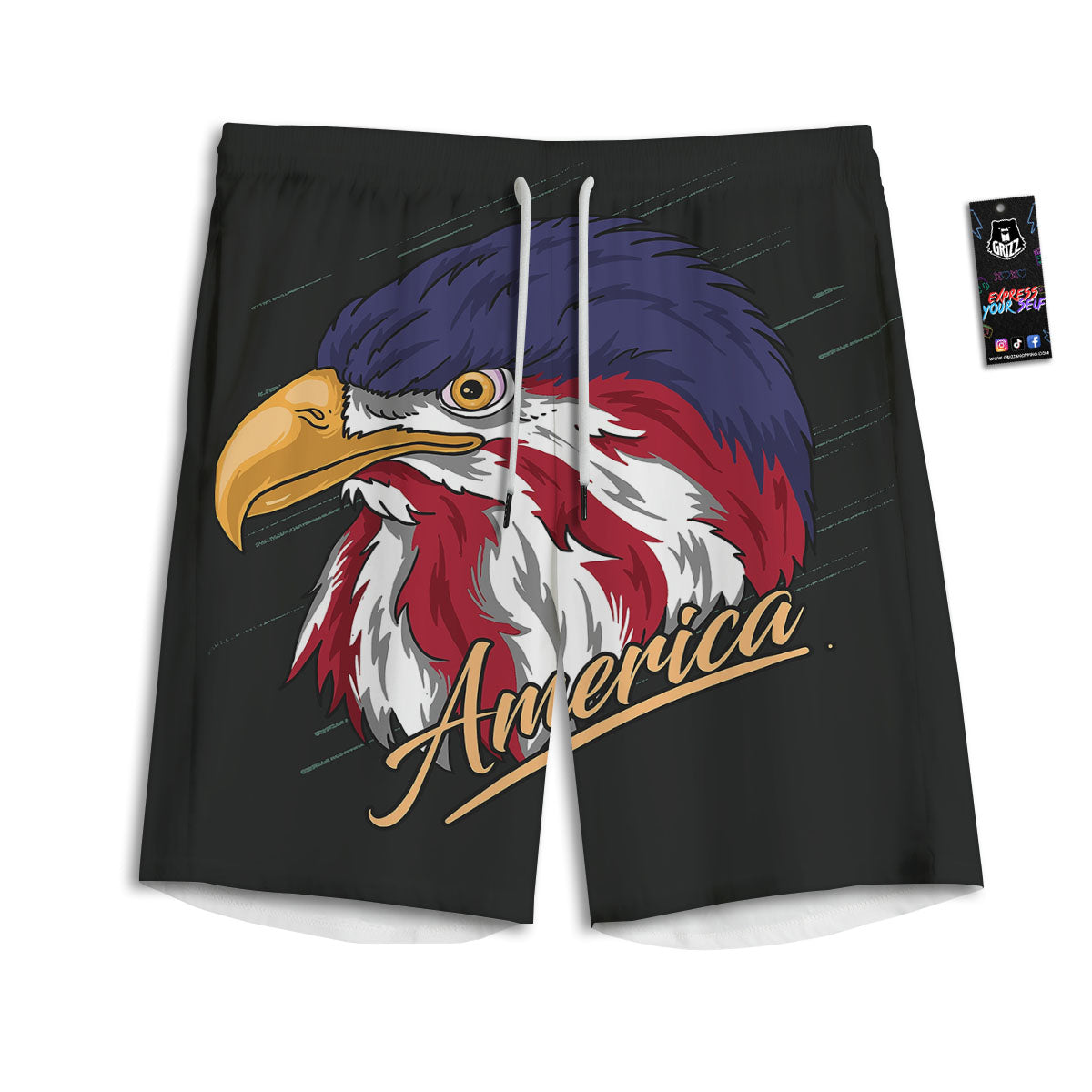 USA Eagle Patriotic Print Men's Athletic Shorts