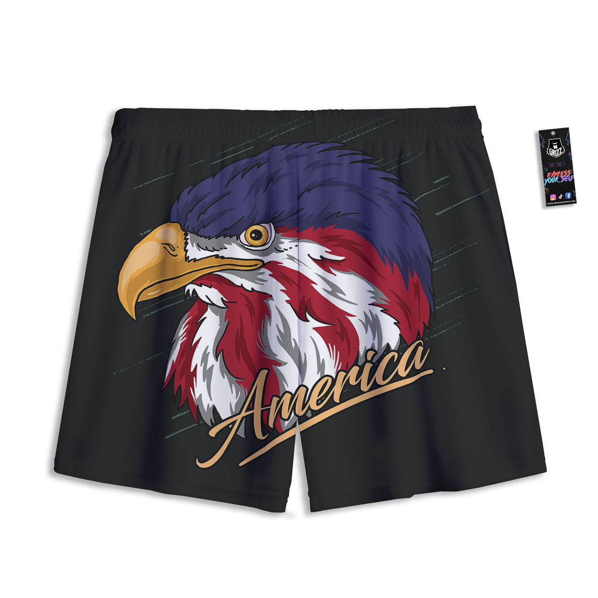 USA Eagle Patriotic Print Mesh Shorts