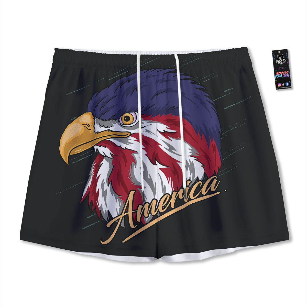 USA Eagle Patriotic Print Mesh Shorts