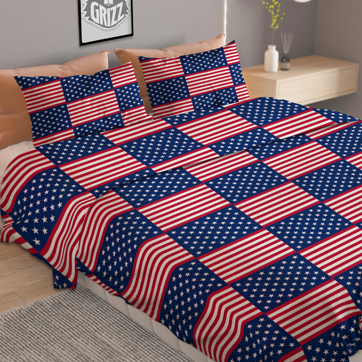 USA Flag 4th of July Print Pattern Duvet Cover Bedding Set