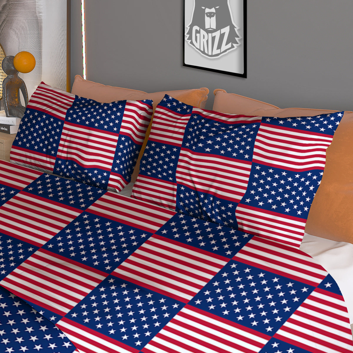 USA Flag 4th of July Print Pattern Duvet Cover Bedding Set