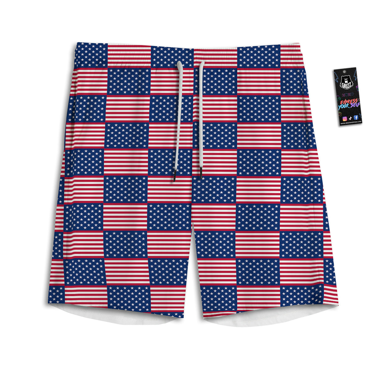 USA Flag 4th of July Print Pattern Men's Athletic Shorts