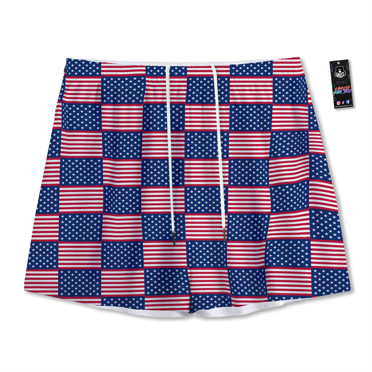 Tropical Embroidery Print Pattern Mesh Shorts