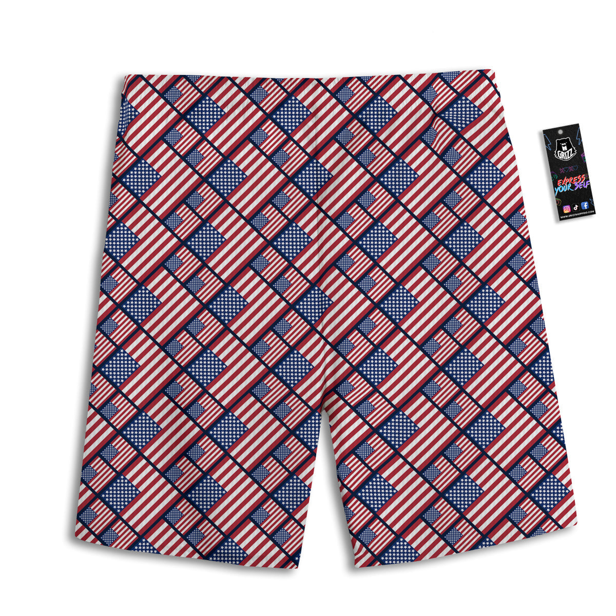 USA Flag Independence Day Print Pattern Men's Athletic Shorts