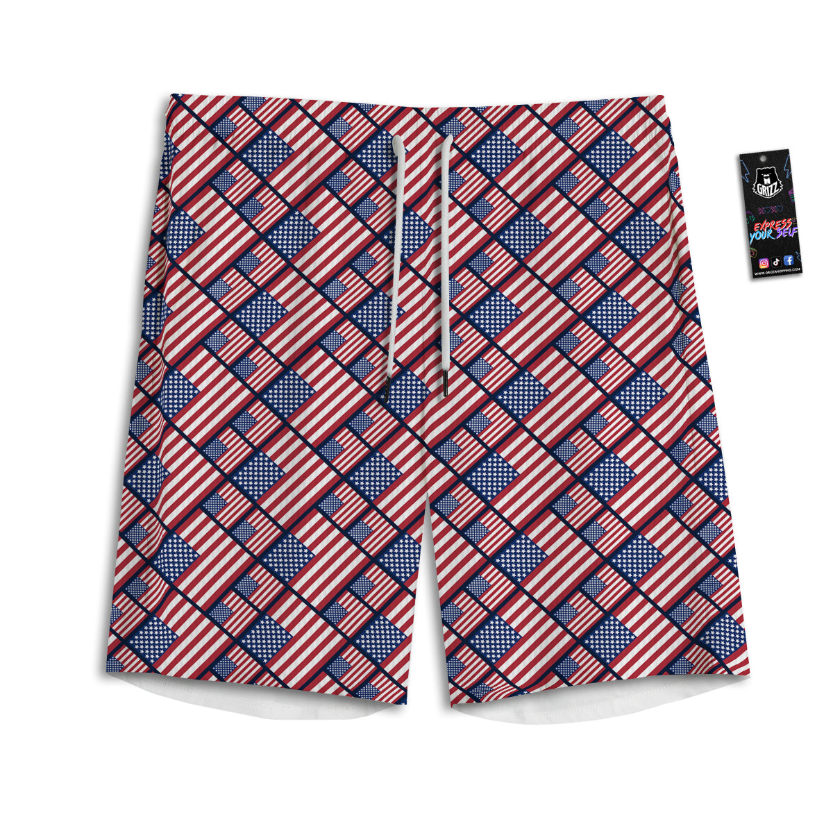 USA Flag Independence Day Print Pattern Men's Athletic Shorts