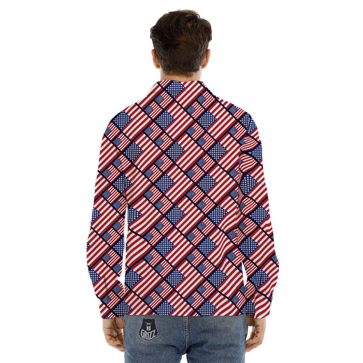 USA Flag Independence Day Print Pattern Men's Dress Shirts-grizzshop