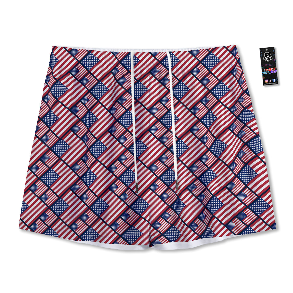 USA Flag Independence Day Print Pattern Mesh Shorts
