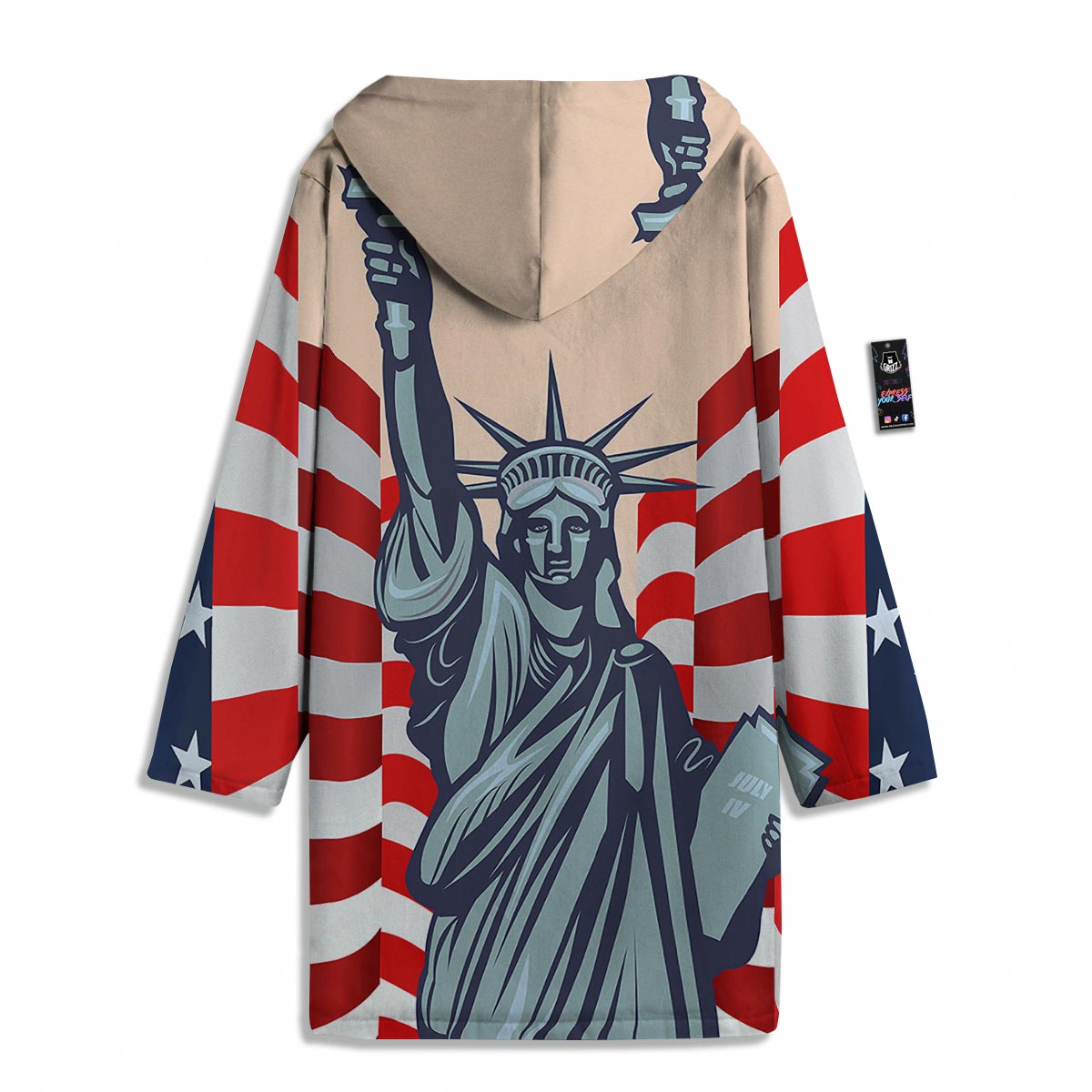 USA Flag Statue of Liberty Print Men's Windbreaker Jacket-grizzshop