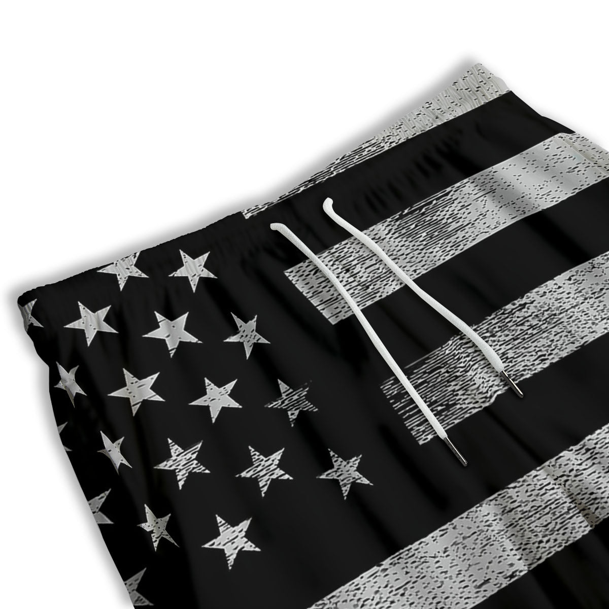 USA Flag White And Black Print Men's Athletic Shorts