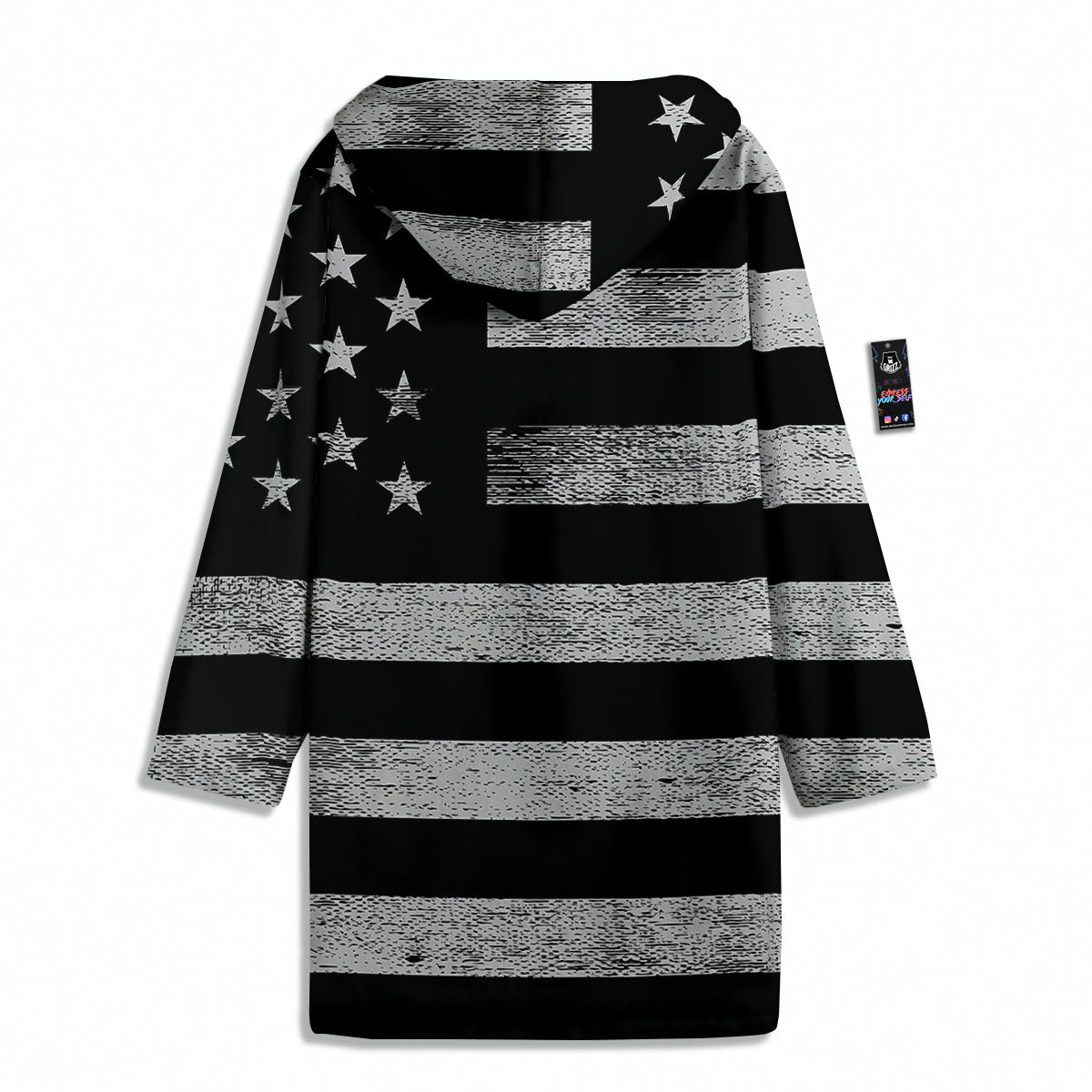 USA Flag White And Black Print Men's Windbreaker Jacket-grizzshop