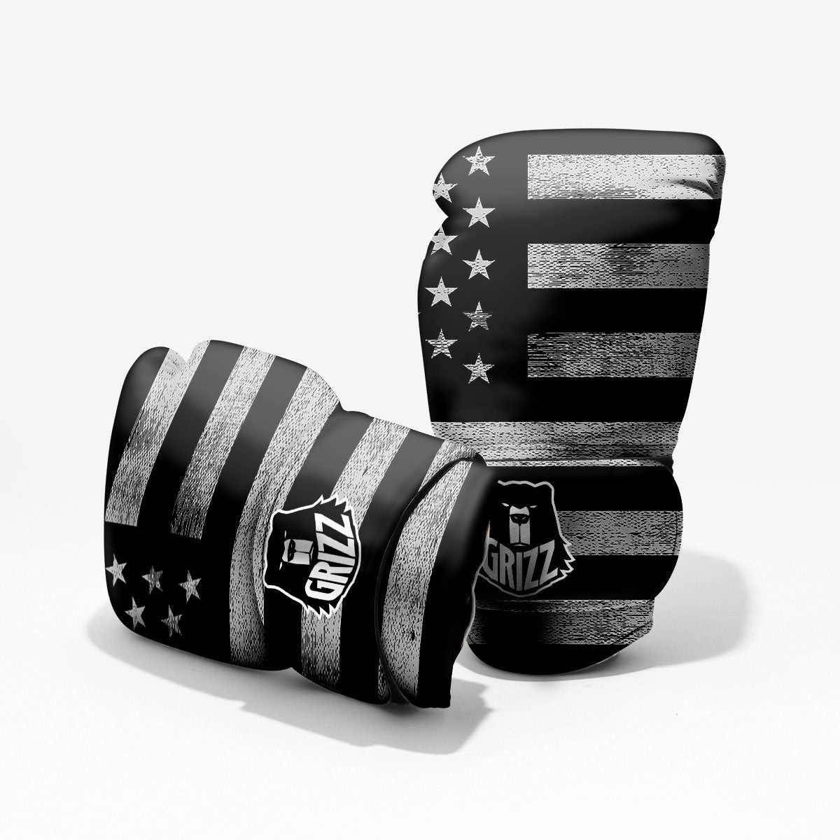 USA Flag White And Black Print Pro Boxing Glove