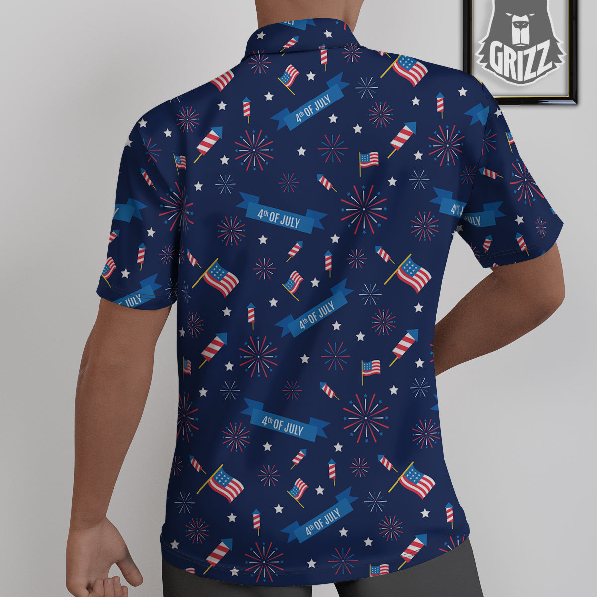 USA Star 4th of July Print Pattern Untucked Shirts-grizzshop