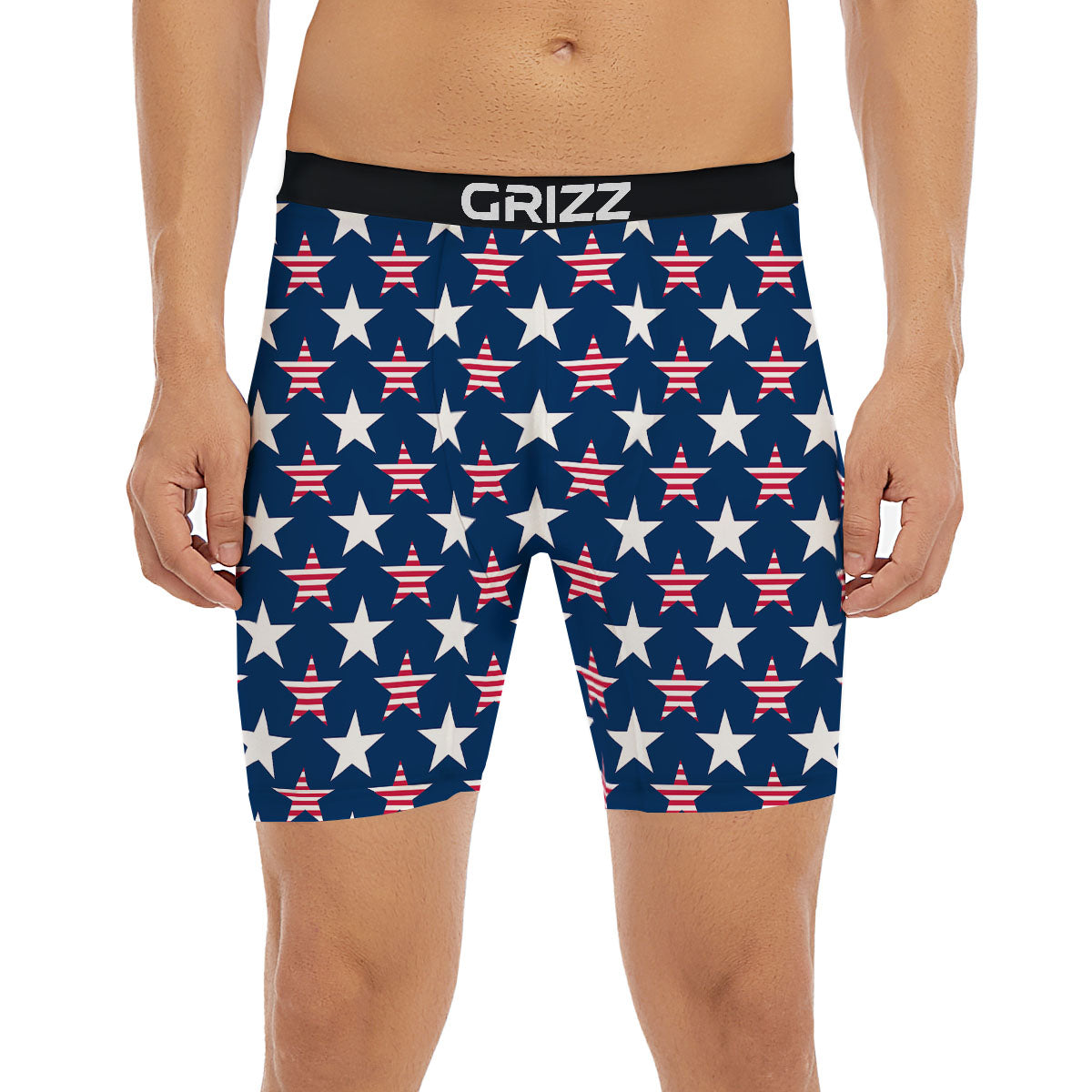 USA Star Fourth of July Print Pattern Boxer Briefs-grizzshop