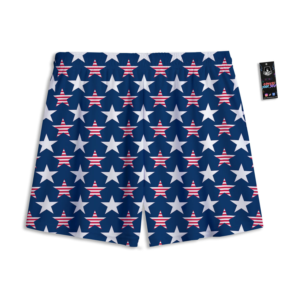 USA Star Fourth of July Print Pattern Mesh Shorts