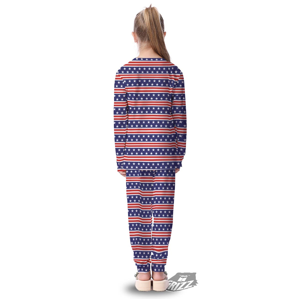 USA Star Red Striped Print Pattern Kid's Pajamas-grizzshop
