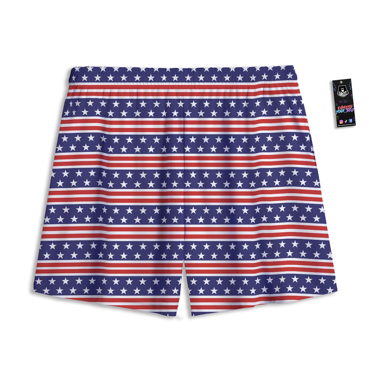 USA Star Red Striped Print Pattern Mesh Shorts
