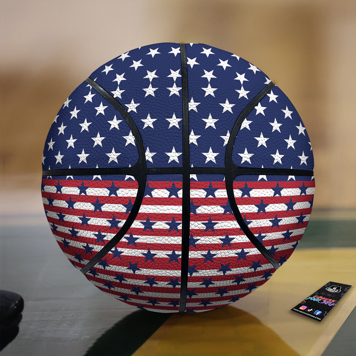 USA Blue And White Star Print Pattern Basketball