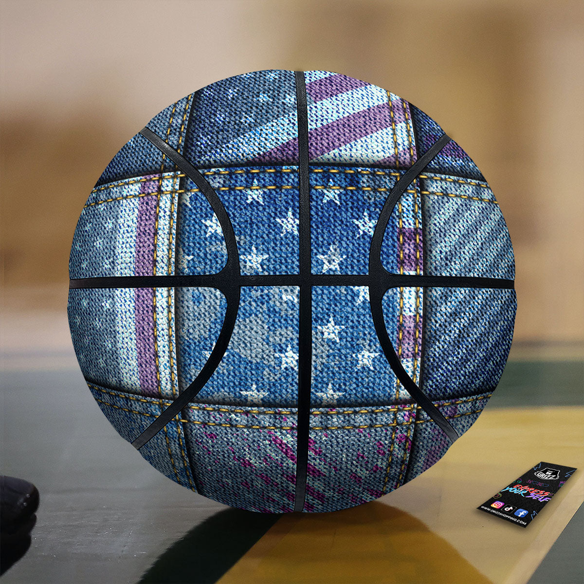 USA Denim Patchwork 4th of July Print Basketball
