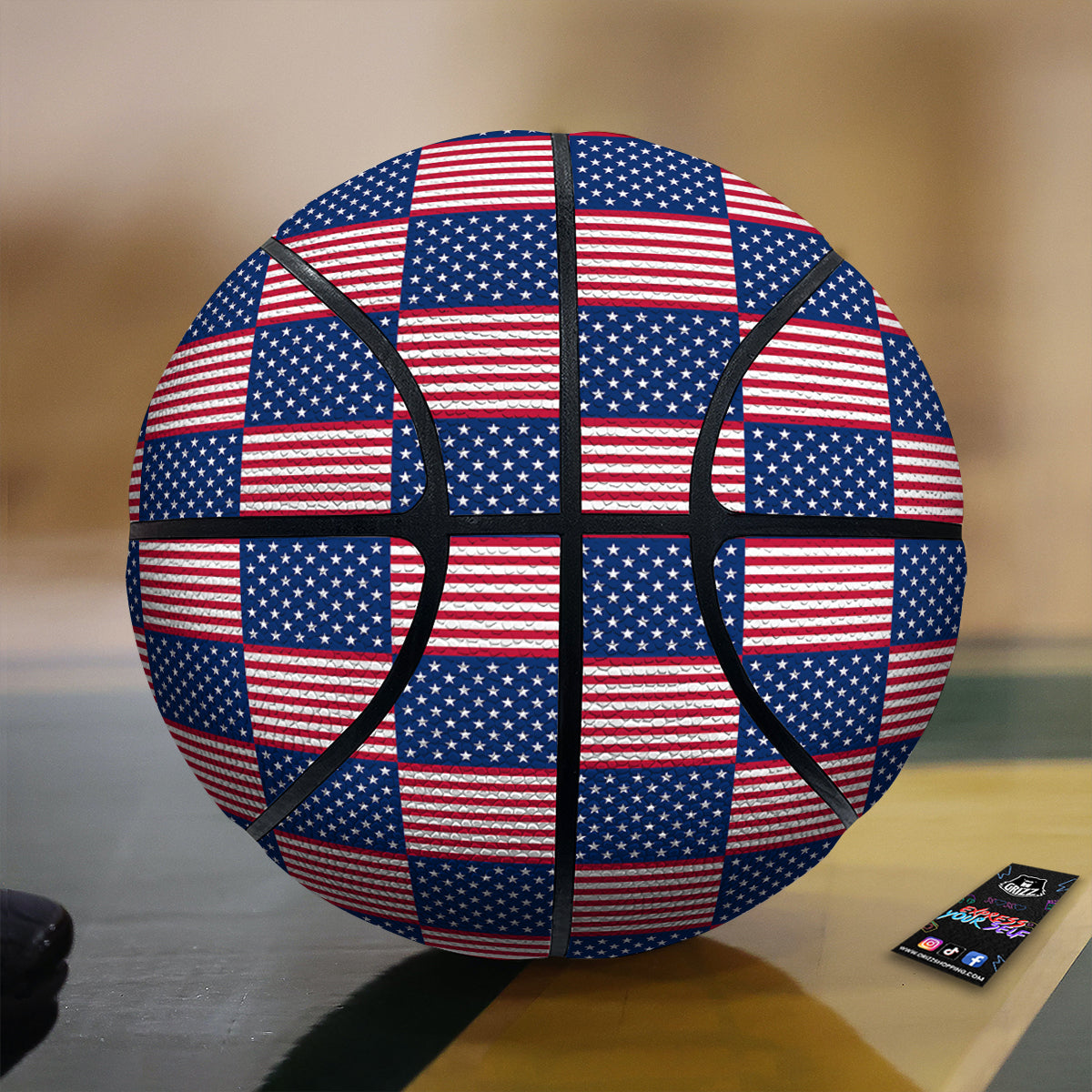 USA Flag 4th of July Print Pattern Basketball