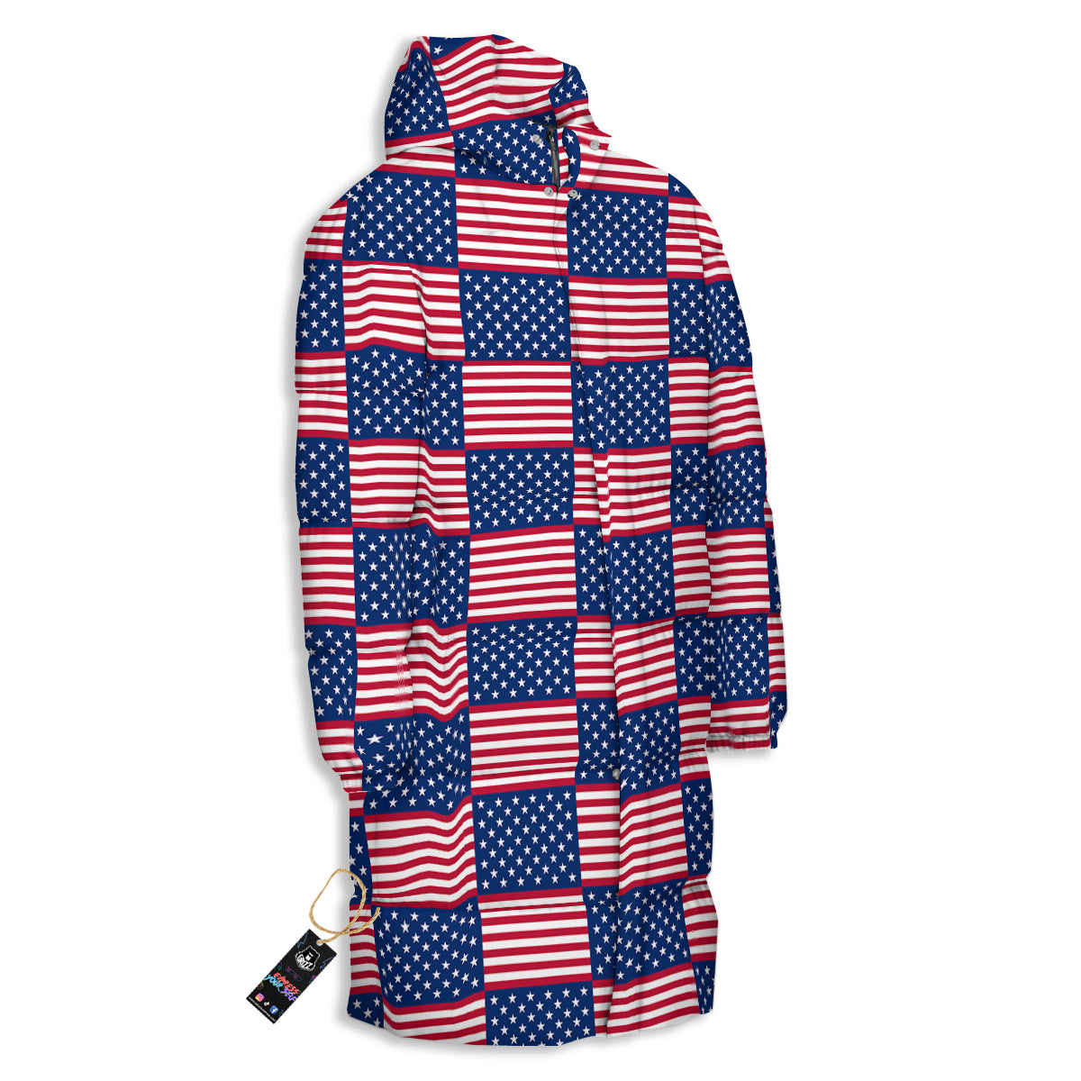 USA Flag 4th of July Print Pattern Long Down Jacket