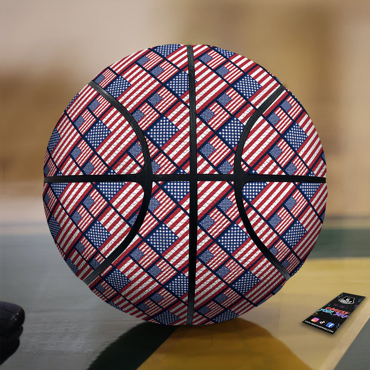 USA Flag Independence Day Print Pattern Basketball