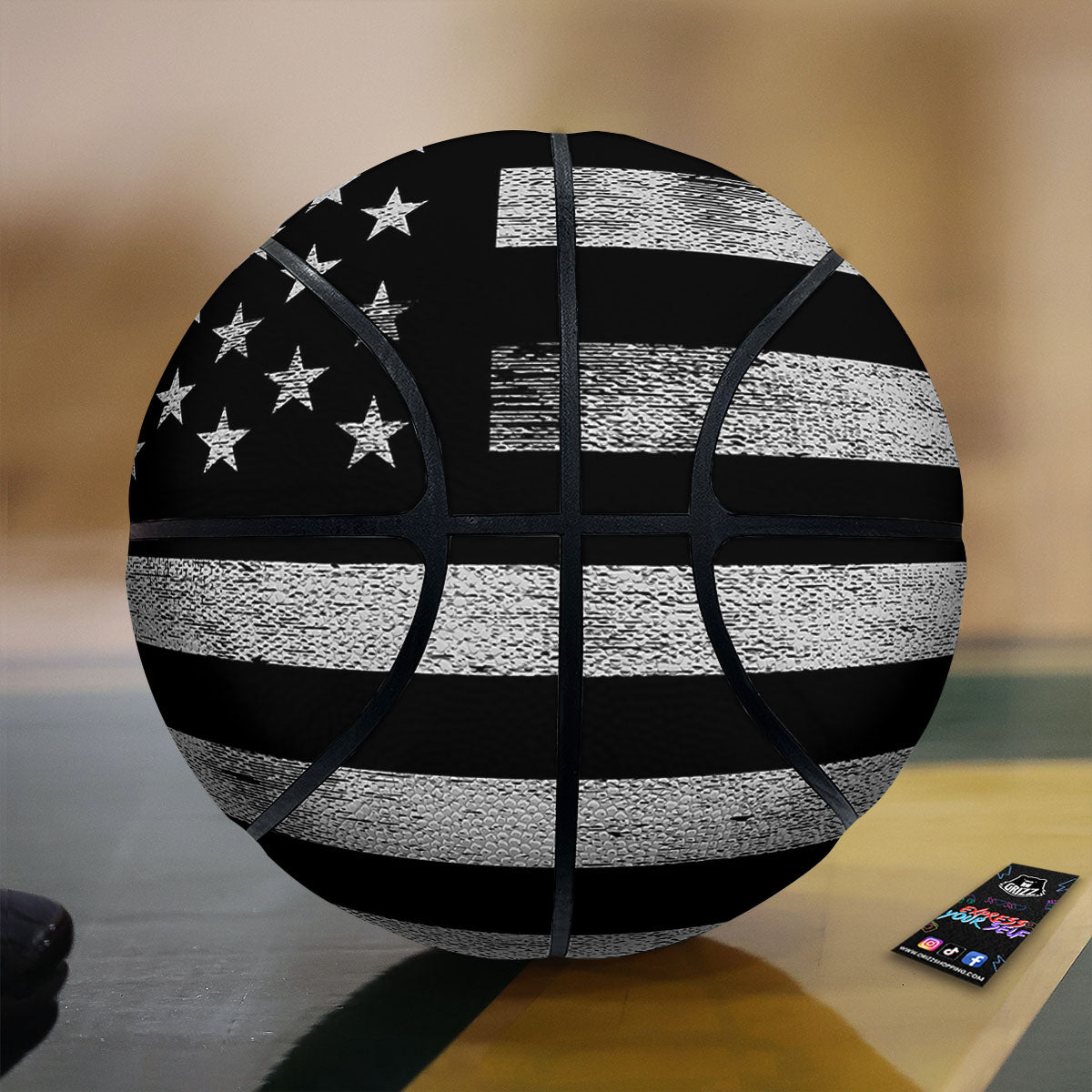 USA Flag White And Black Print Basketball