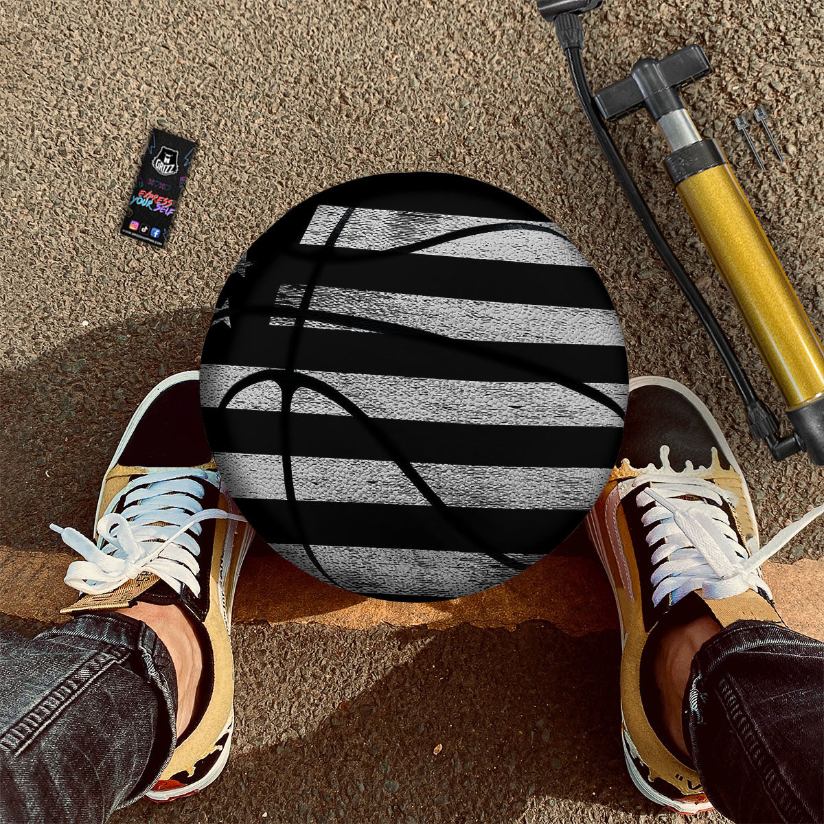 USA Flag White And Black Print Basketball