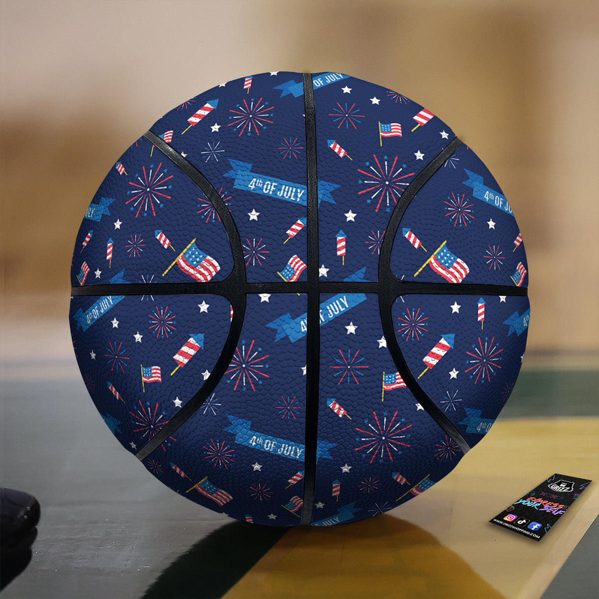 USA Star 4th of July Print Pattern Basketball