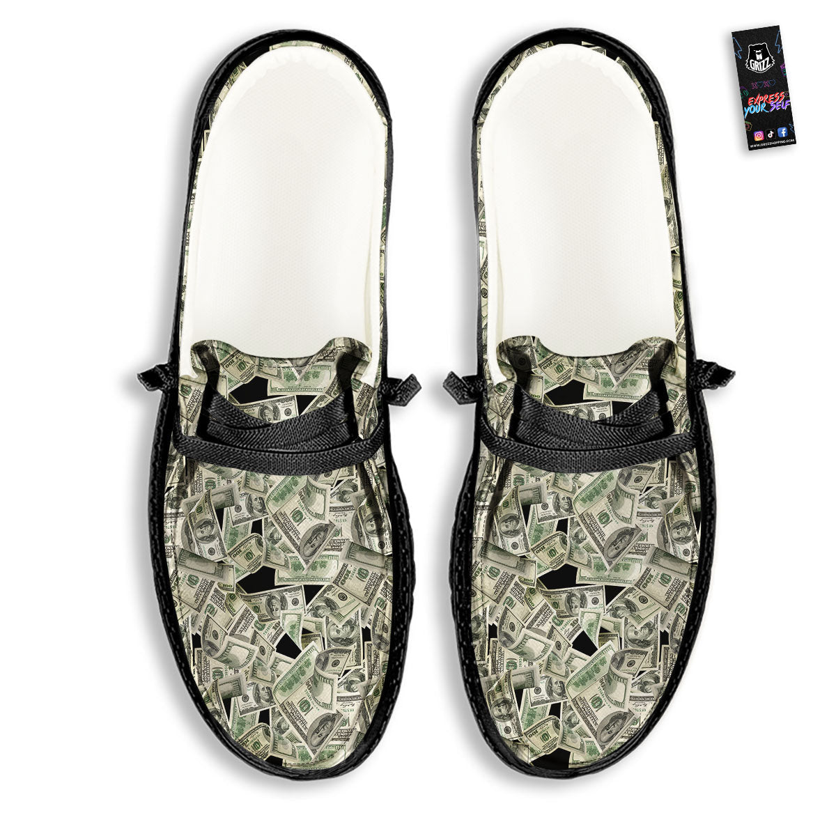 USD Flying Print Black Loafers-grizzshop