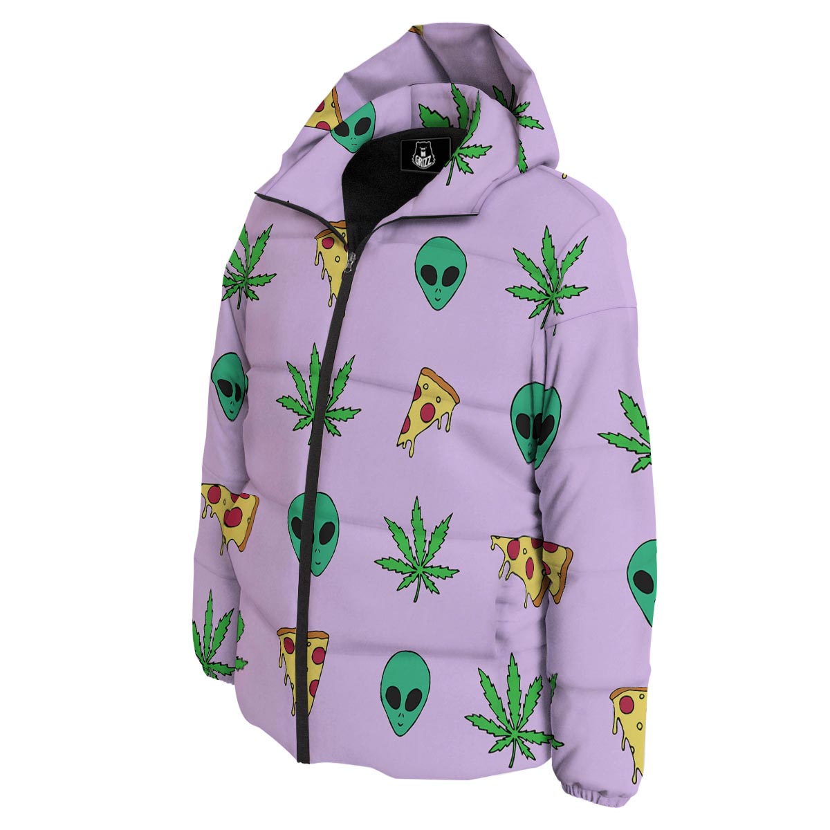 Ufo Pizza Trippy Print Pattern Down Jacket-grizzshop