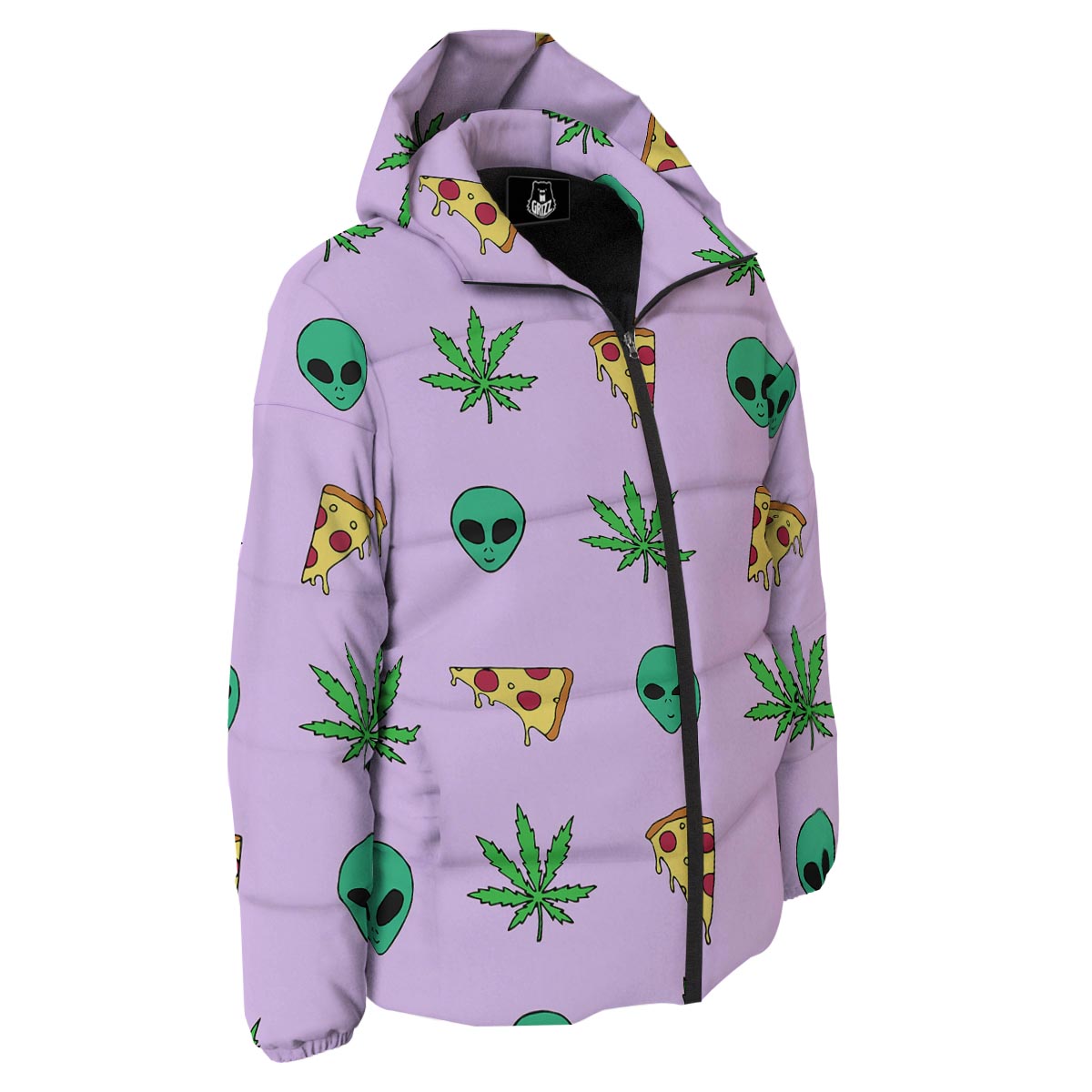 Ufo Pizza Trippy Print Pattern Down Jacket-grizzshop