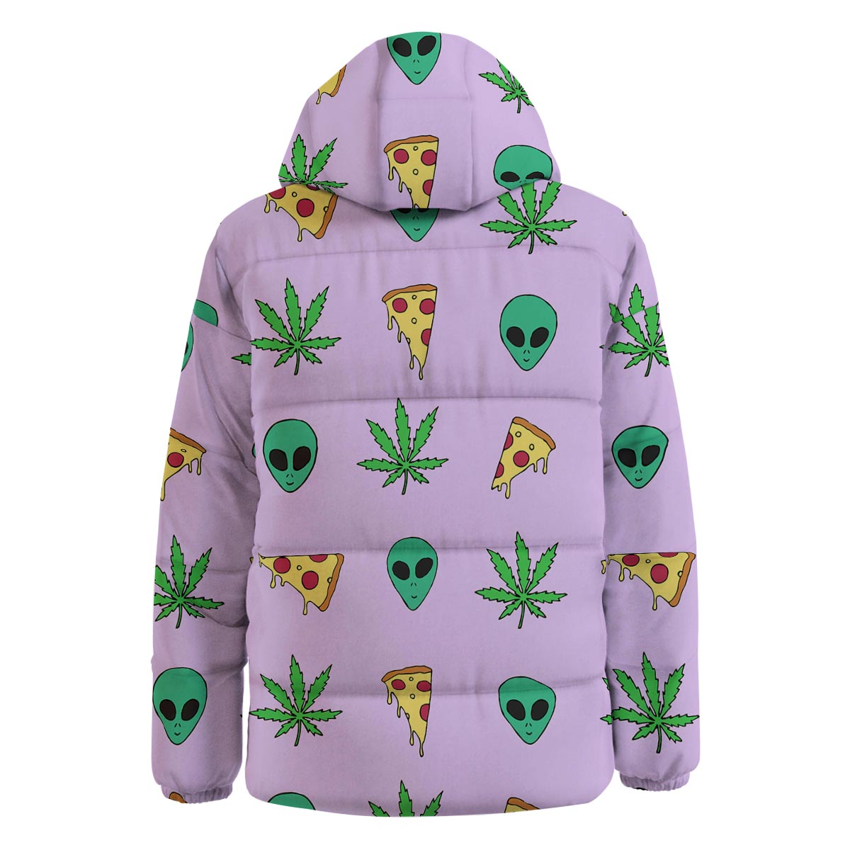Ufo Pizza Trippy Print Pattern Down Jacket-grizzshop