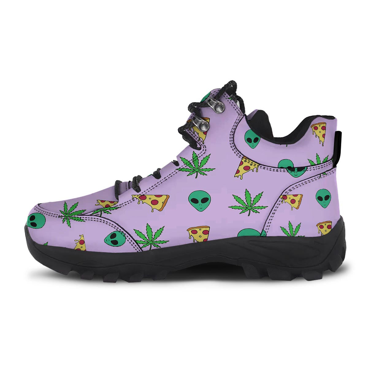 Ufo Pizza Trippy Print Pattern Hiking Shoes-grizzshop