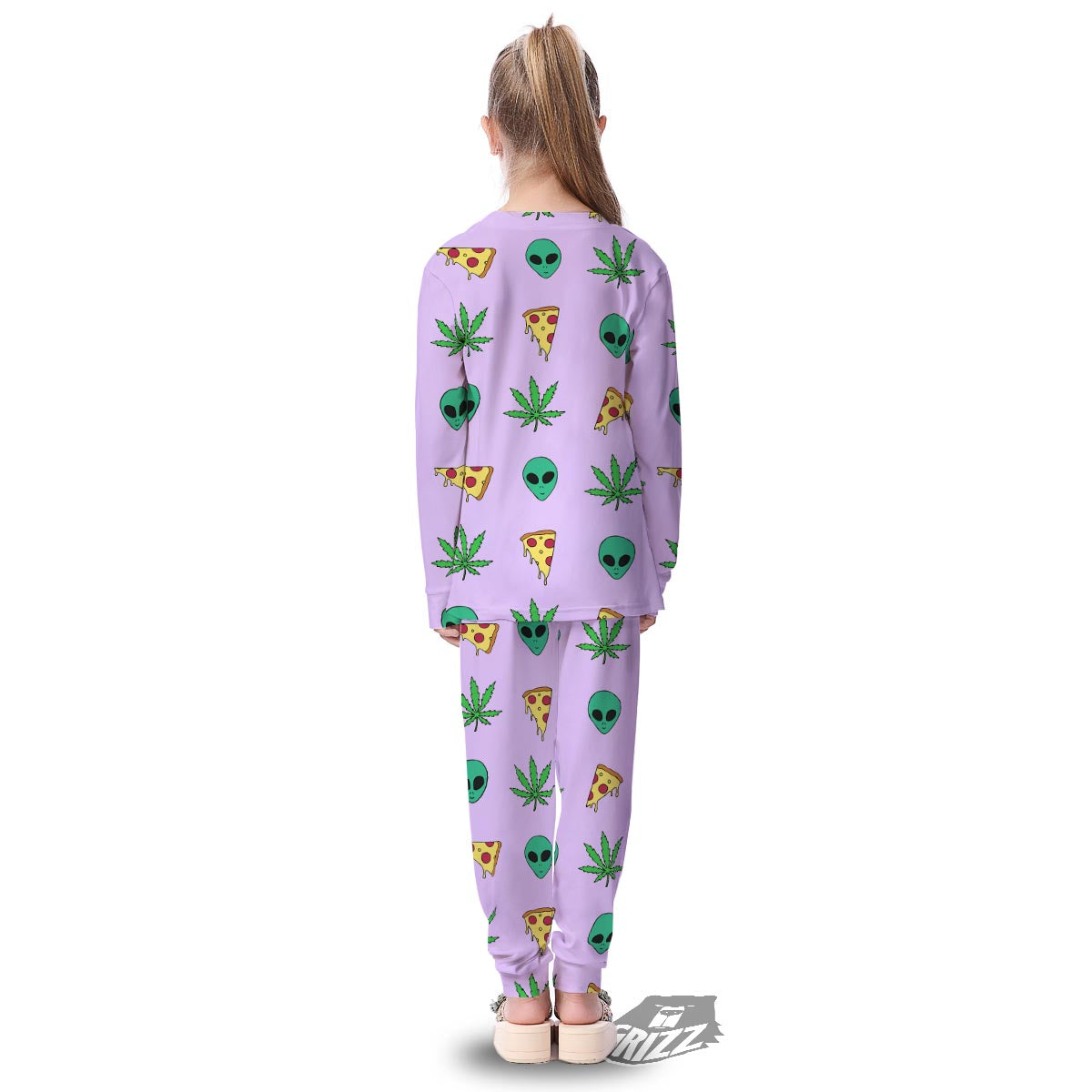 Ufo Pizza Trippy Print Pattern Kid's Pajamas-grizzshop