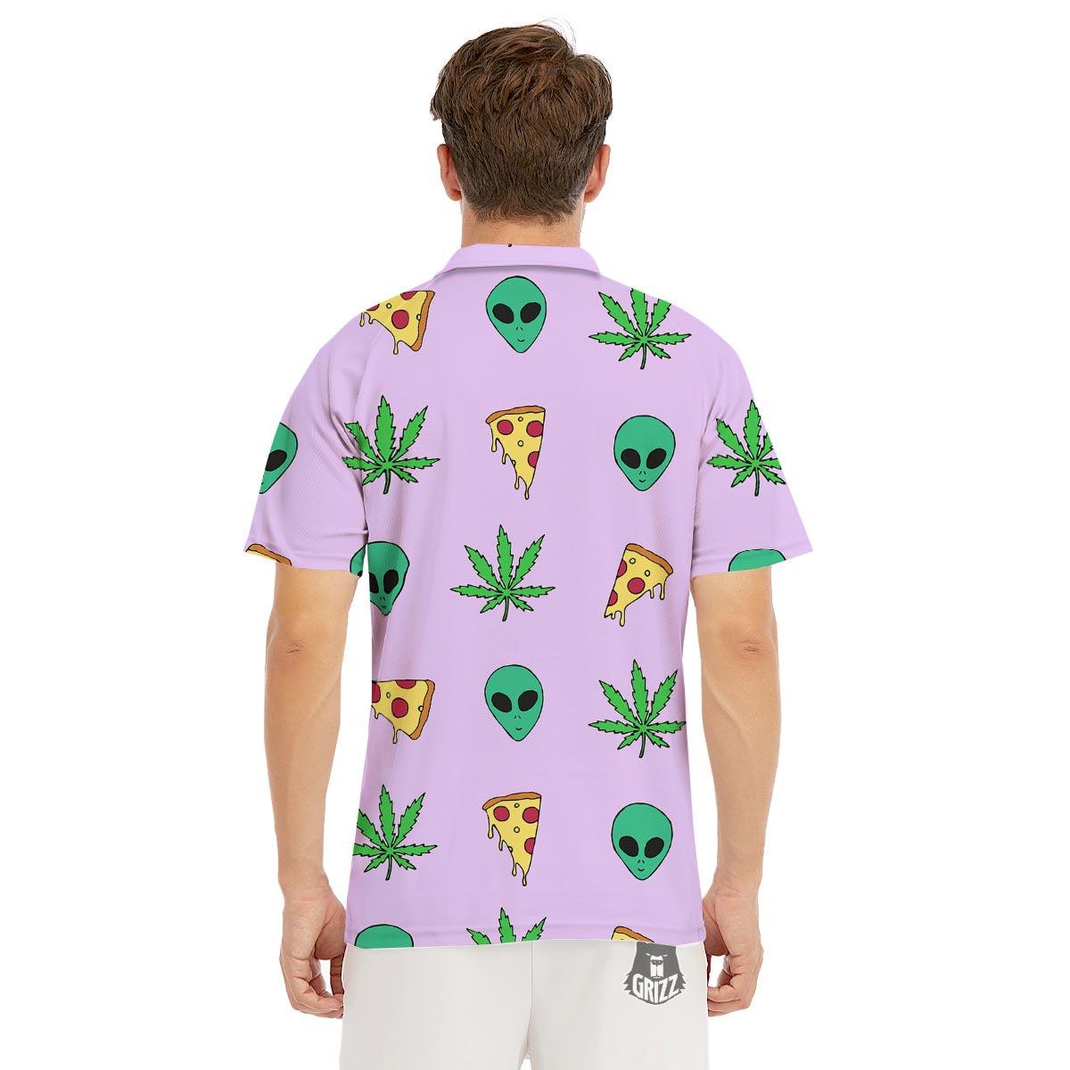 Ufo Pizza Trippy Print Pattern Men's Golf Shirts-grizzshop
