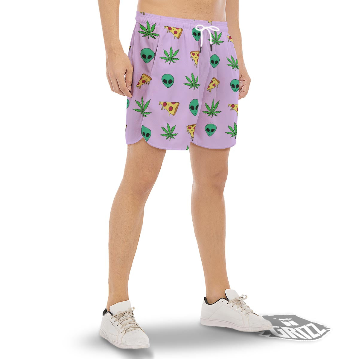 Ufo Pizza Trippy Print Pattern Men's Gym Shorts-grizzshop