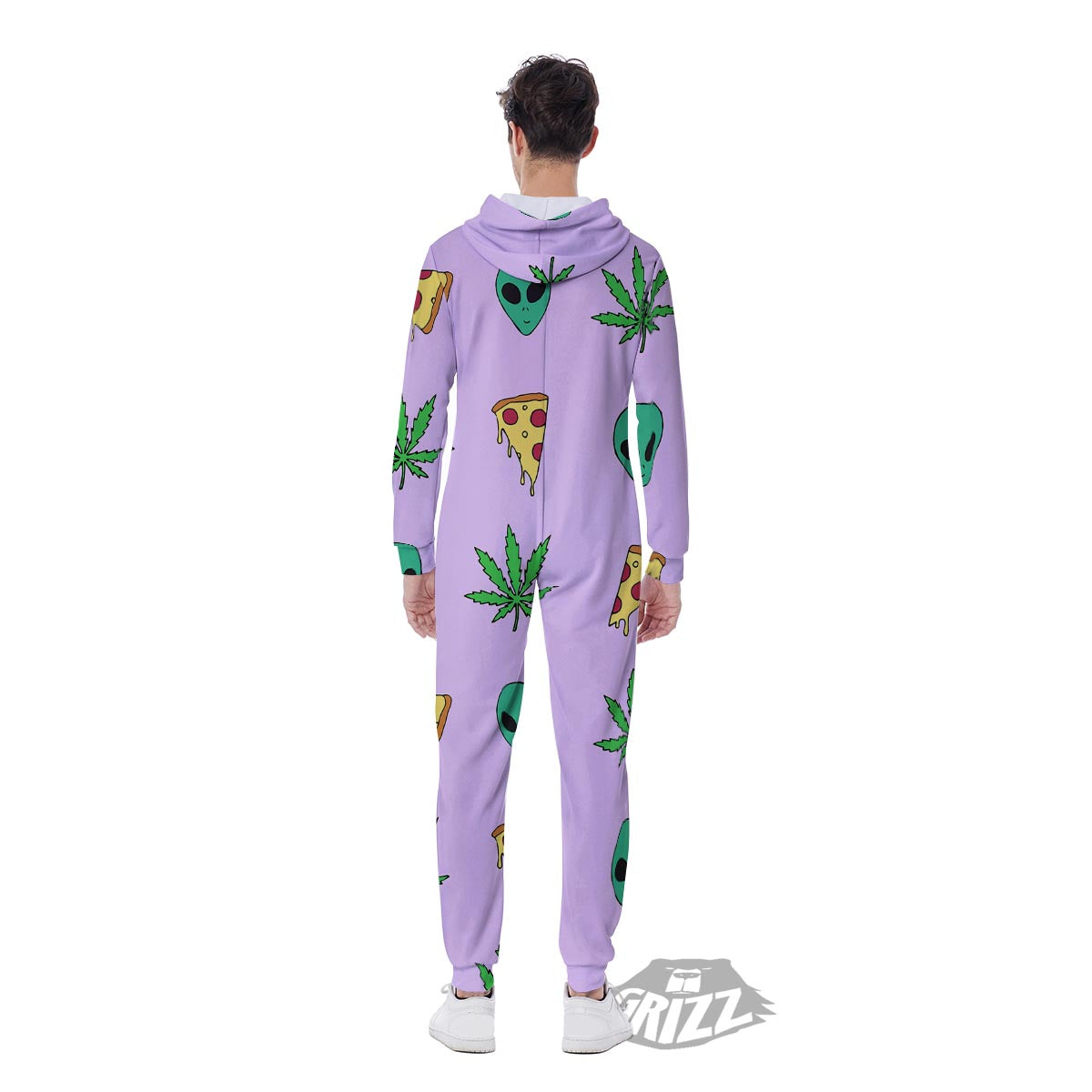 Ufo Pizza Trippy Print Pattern Men's Jumpsuit-grizzshop