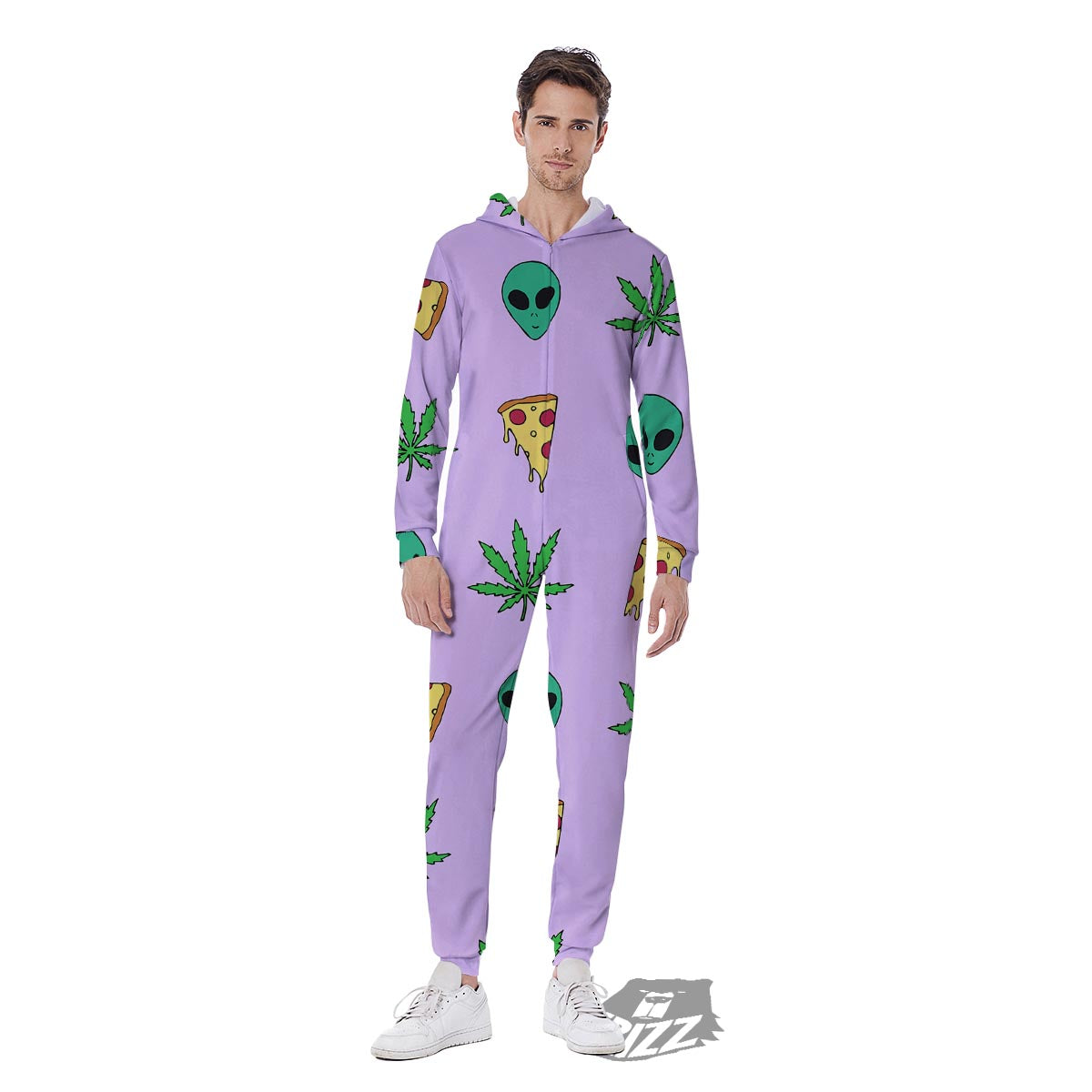 Ufo Pizza Trippy Print Pattern Men's Jumpsuit-grizzshop