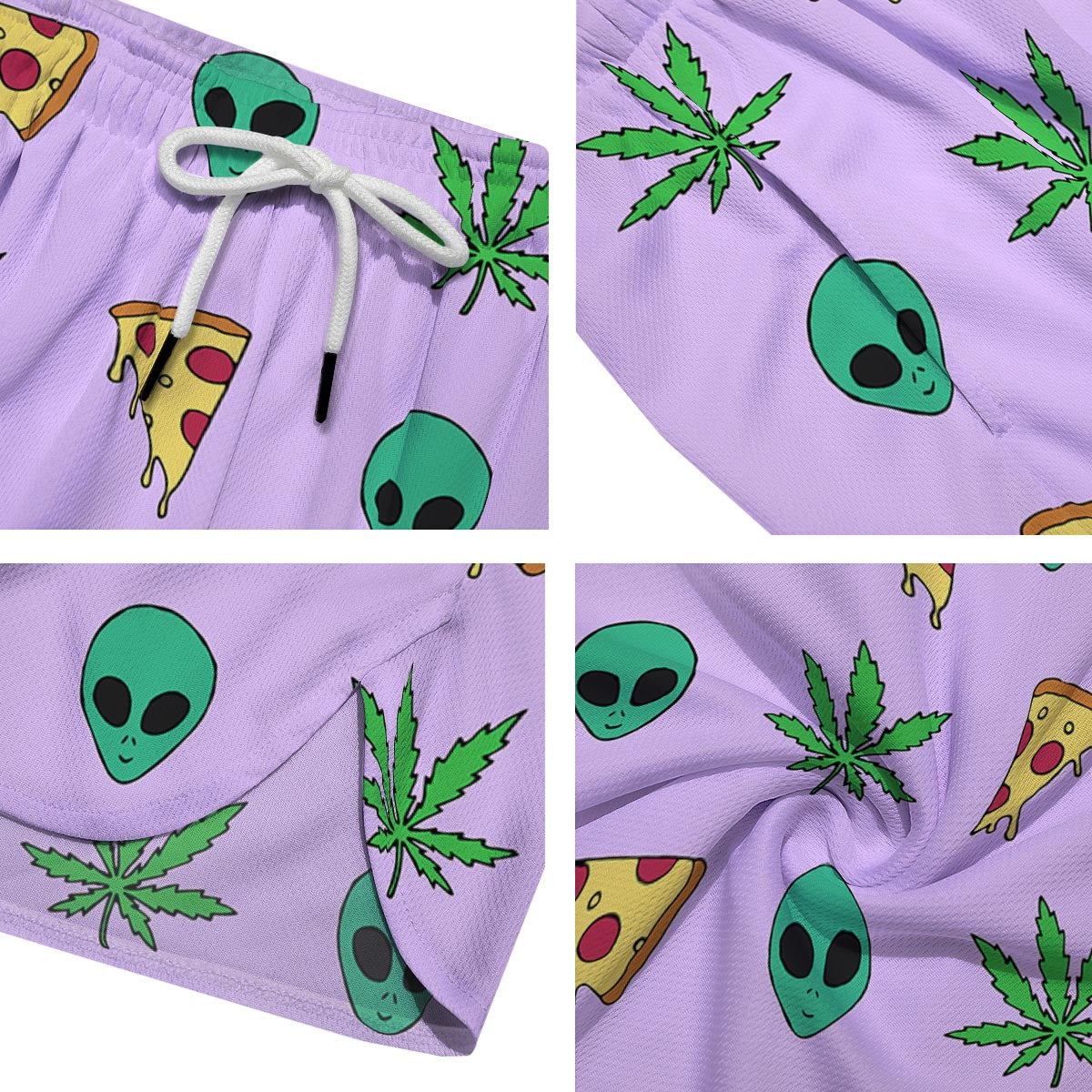 Ufo Pizza Trippy Print Pattern Men's Running Shorts-grizzshop