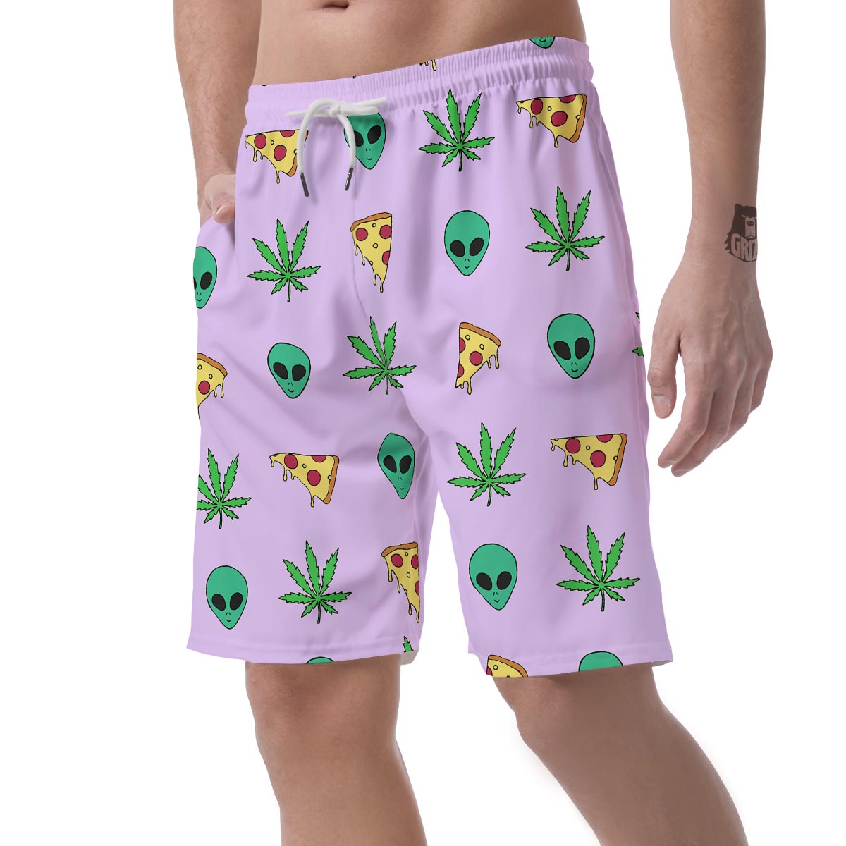 Ufo Pizza Trippy Print Pattern Men's Shorts-grizzshop