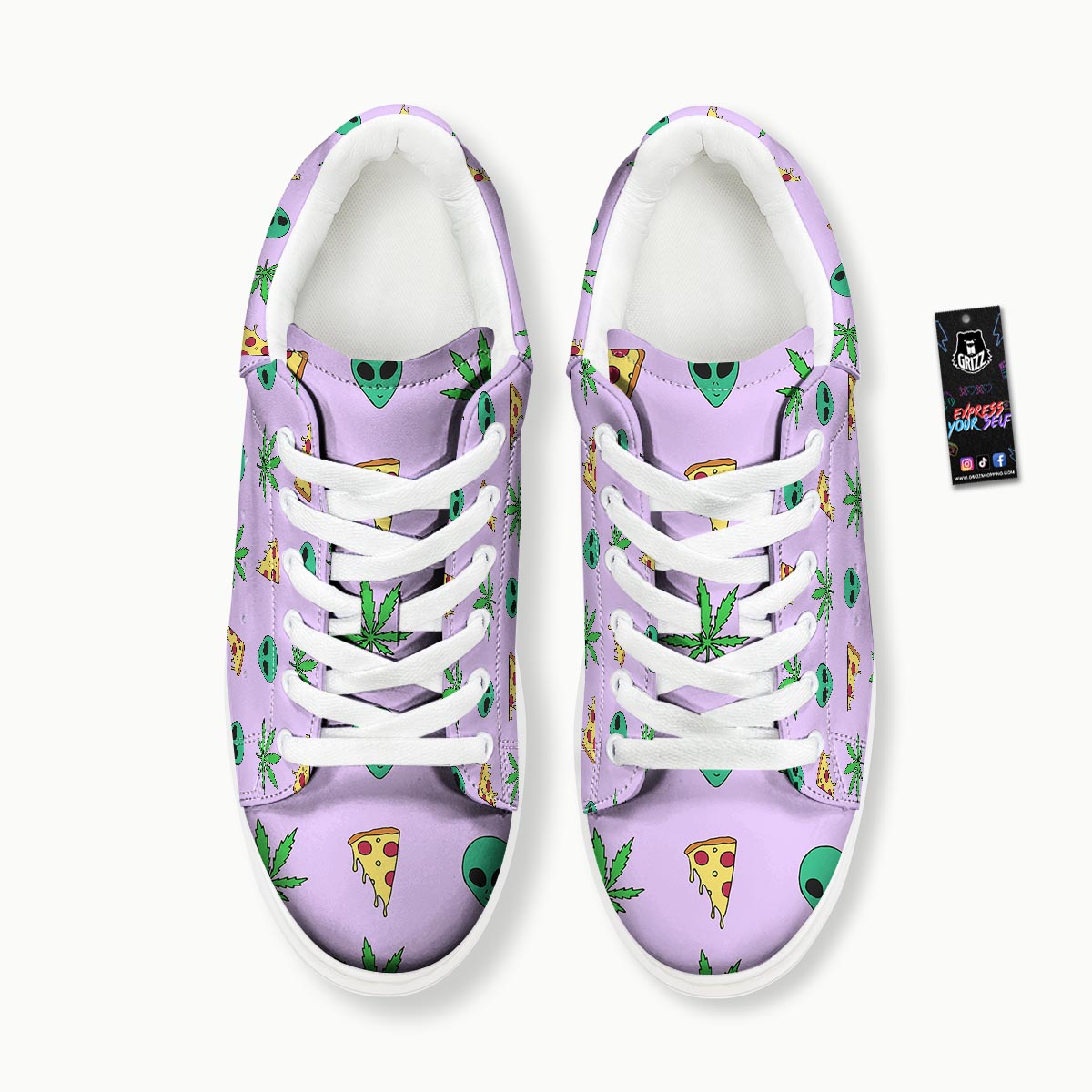 Ufo Pizza Trippy Print Pattern Platform Shoes-grizzshop